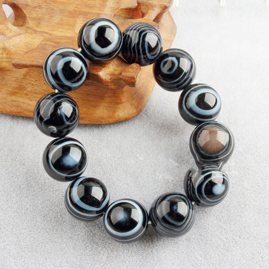 Natural Black And White Sardonyx Agate Bracelet