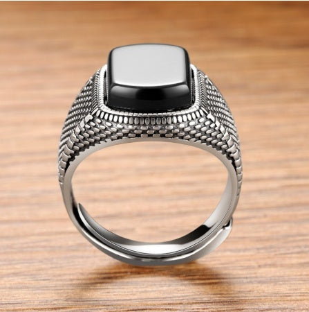 S925 sterling silver jewelry bracelet dazzle black agate ring