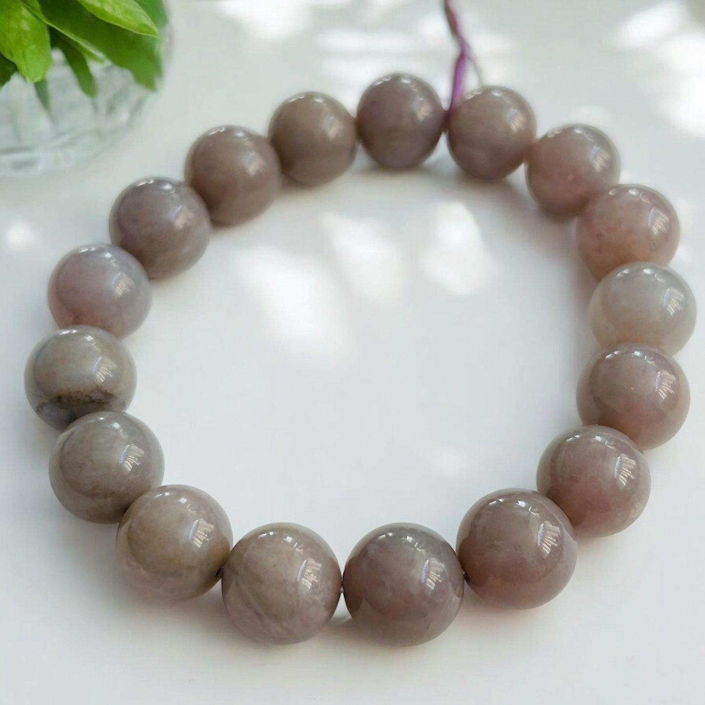 Natural Smoke Grey Jade Beaded Bracelet| 12mm Beads |Bracelet for Men|Healing Stone Jewelry|Gift for Her|Wellness Bracelet