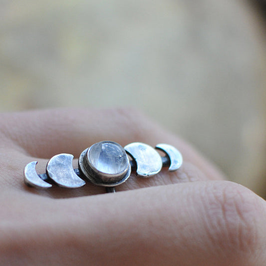 Moon Moonstone Ring, Crescent Moonstone Ring