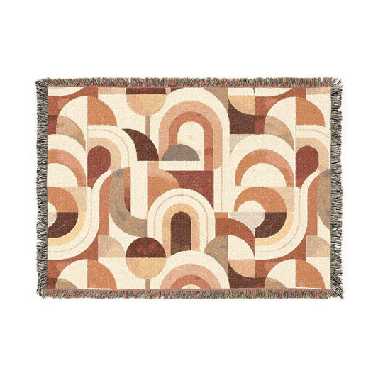 Retro Arch Pattern Woven Blanket — Mid-Century Modern Throw