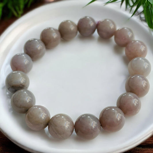 Natural Smoke Grey Jade Beaded Bracelet| 12mm Beads |Bracelet for Men|Healing Stone Jewelry|Gift for Her|Wellness Bracelet