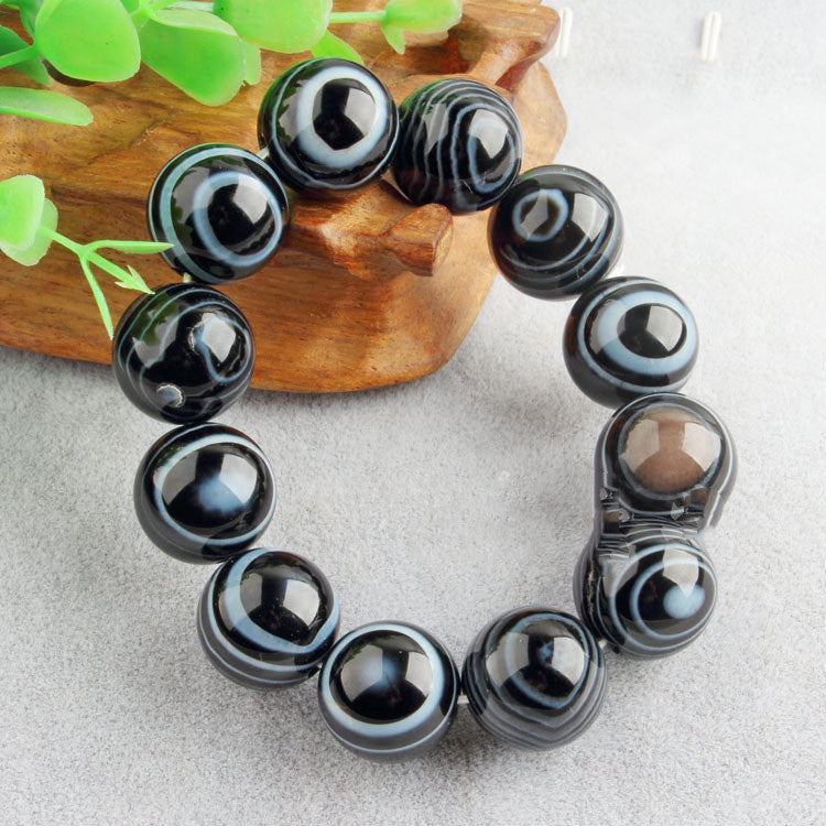 Natural Black And White Sardonyx Agate Bracelet