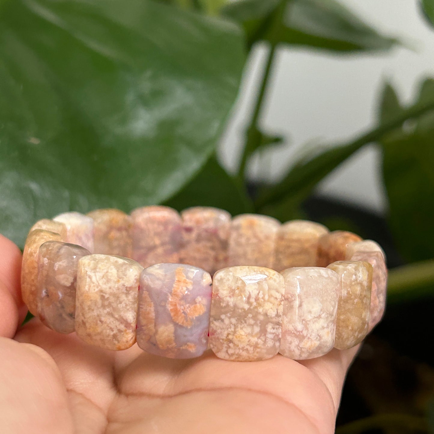18cm Natural Fossil Coral Jade Soft Bangle | Natural Square Coral Jade Bracelet | Natural Ocean Coral Bangle | Stretchy Bangle, Gift for Her
