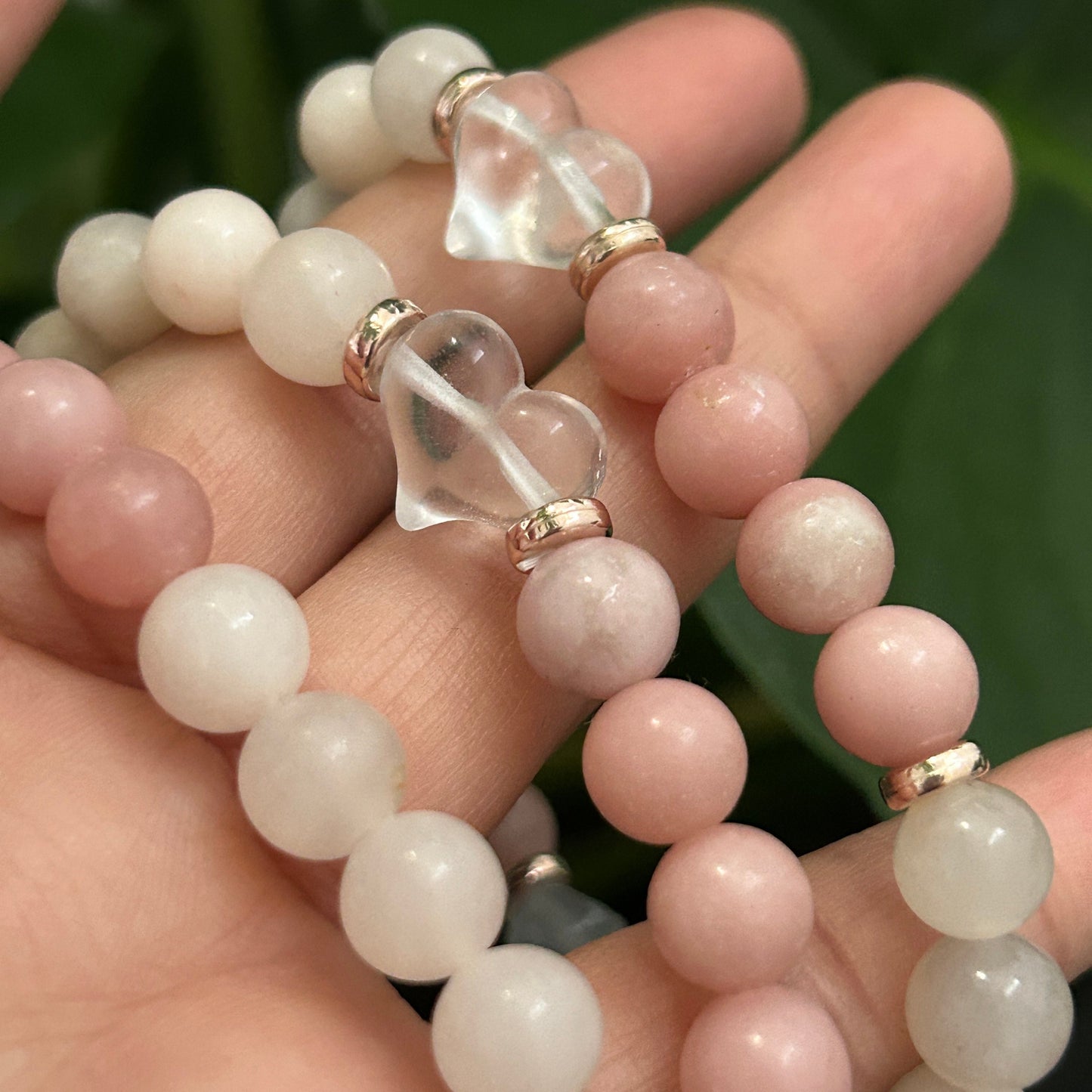 Pink Opal, Pink Aventurine, and Clear Quartz Heart Healing Bracelet - Emotional Healing, Love & Confidence - 8mm Natural Gemstone Beads Gift