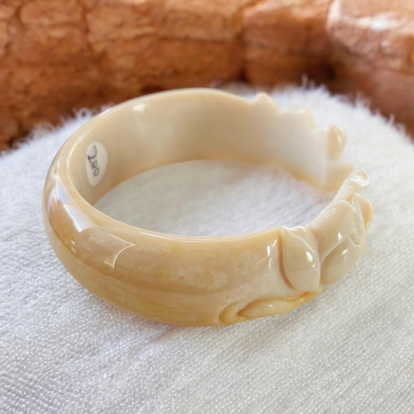 Fossil Coral Jade Lotus Bangle - Extra Small 52.3mm Crystal Bracelet