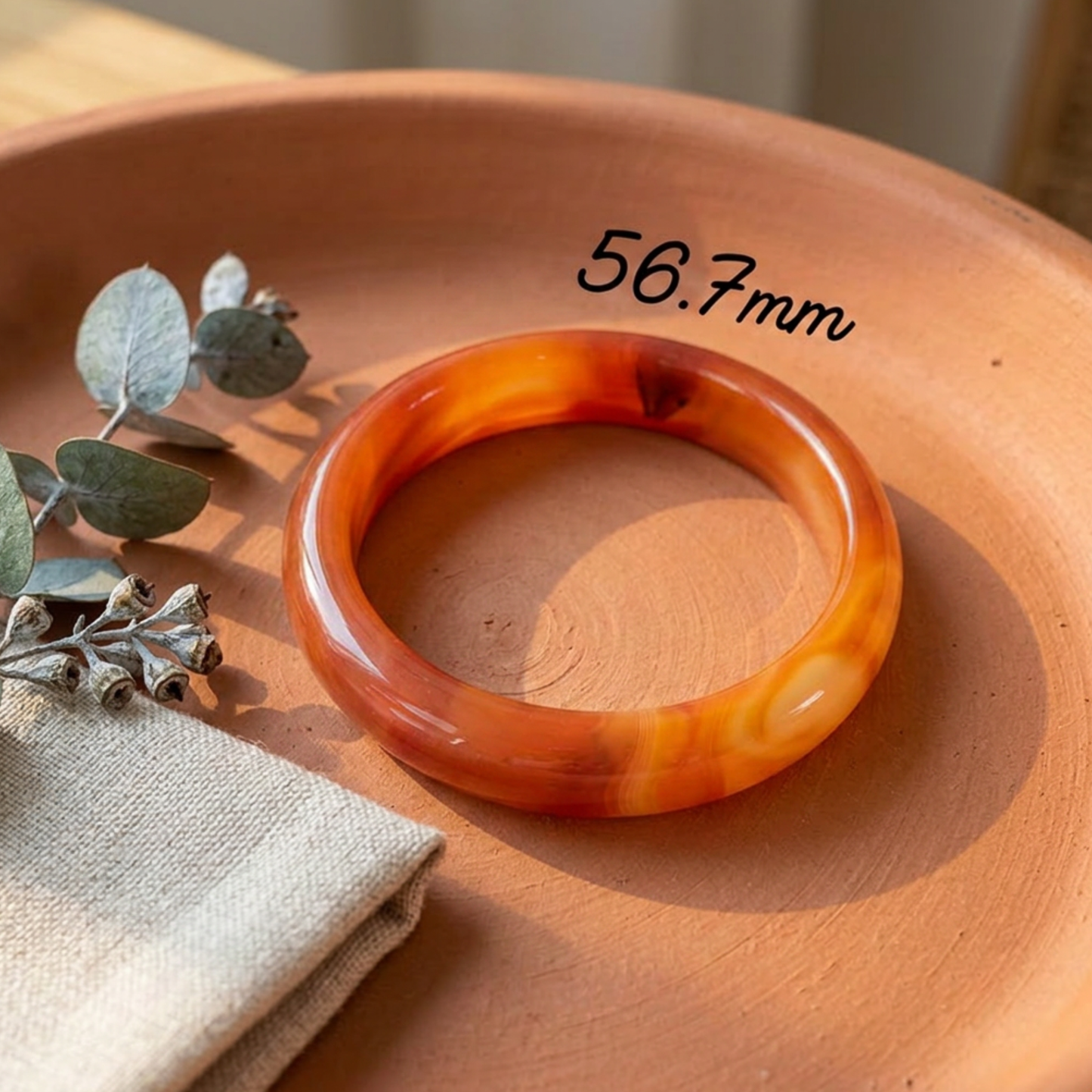 Carnelian Bangle Bracelet - Energy, Confidence S-XL wrist