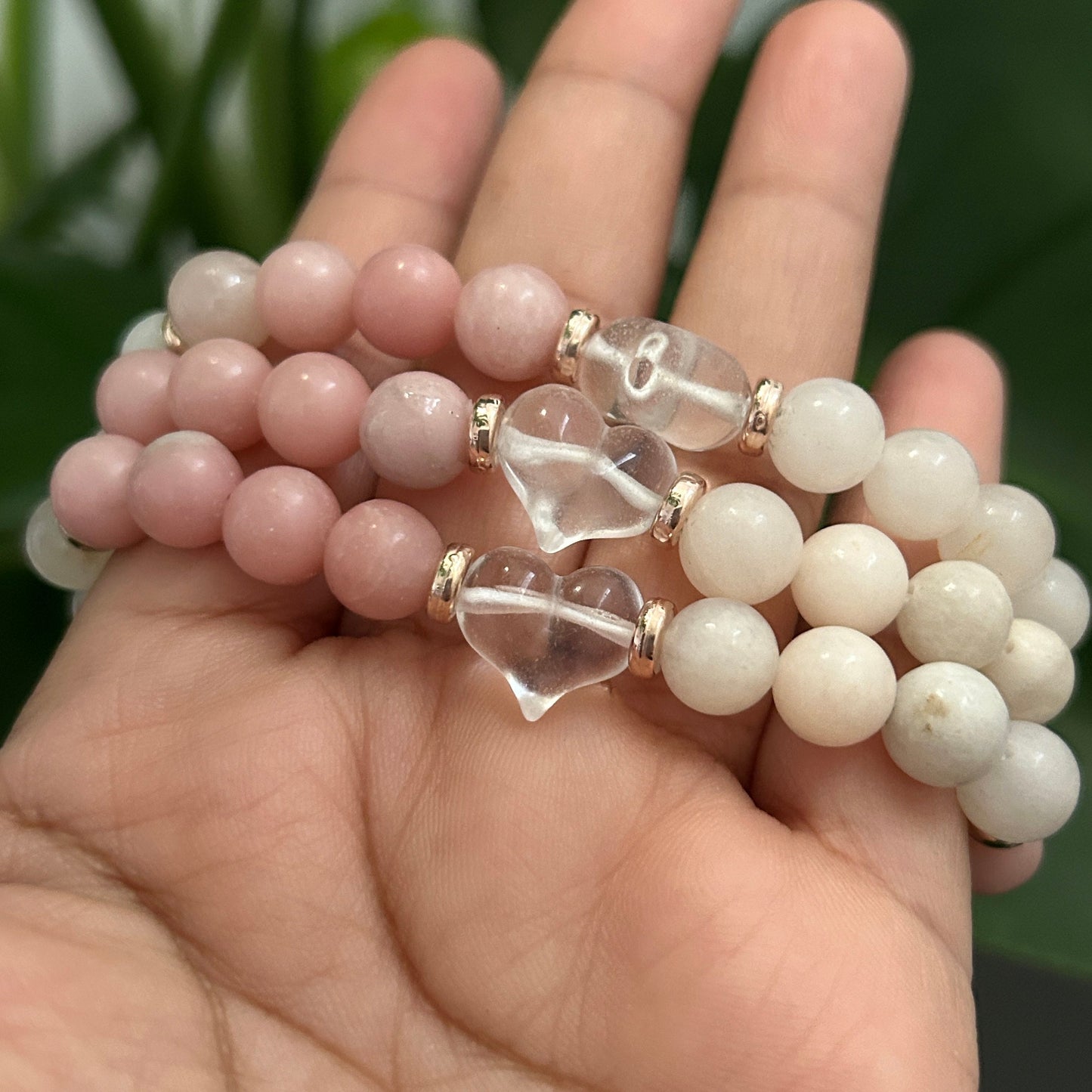 Pink Opal, Pink Aventurine, and Clear Quartz Heart Healing Bracelet - Emotional Healing, Love & Confidence - 8mm Natural Gemstone Beads Gift