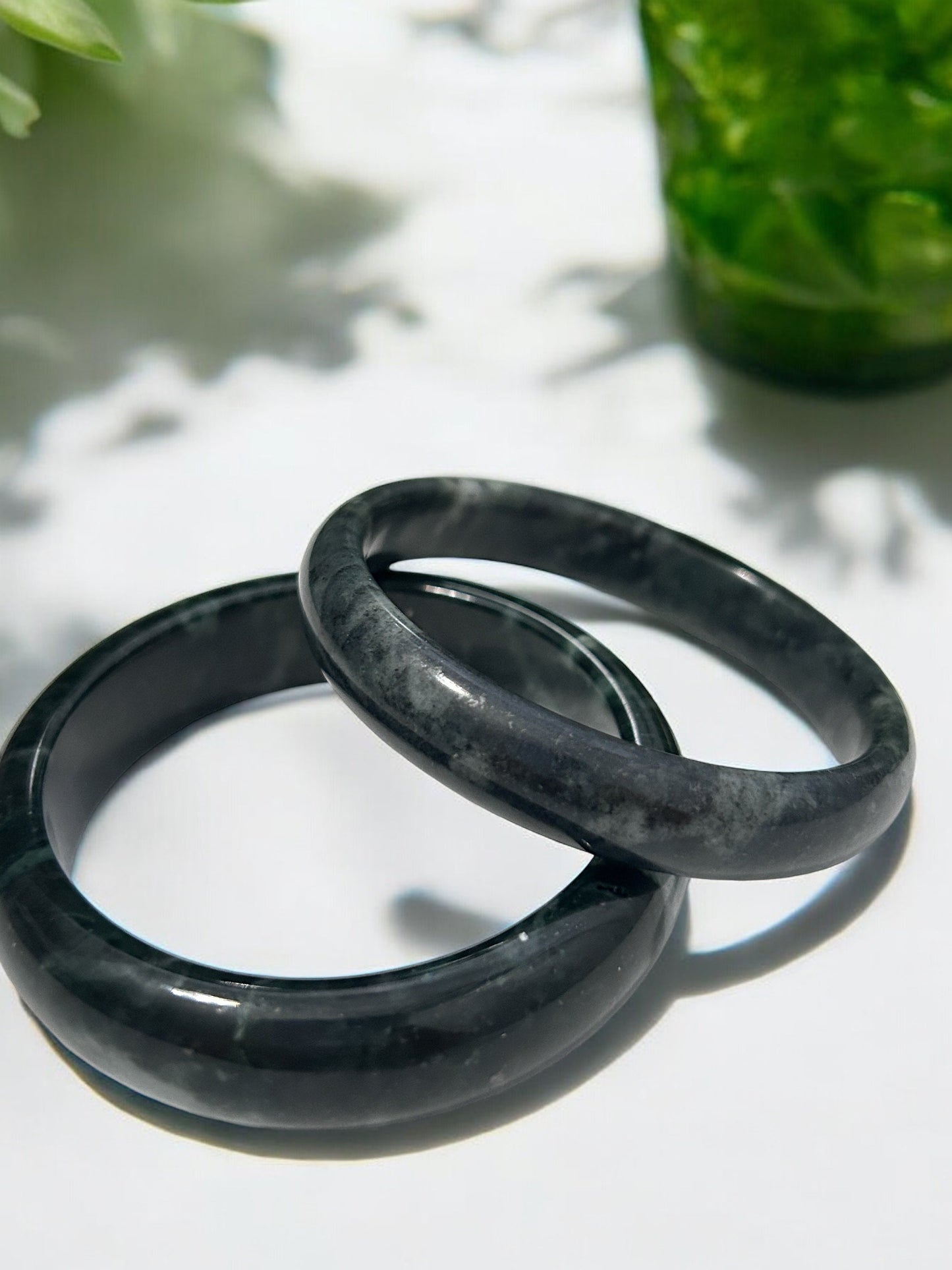 62.4 & 62.7 Natural Medecine King Jade Hard Bangle, Grade A ⁂ Medicine King Stone (Tibetan Serpentine) Natural Tibetan Jade Crystal Bracelet