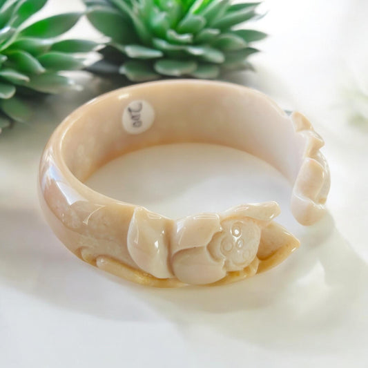 Fossil Coral Jade Lotus Bangle - Extra Small 52.3mm Crystal Bracelet