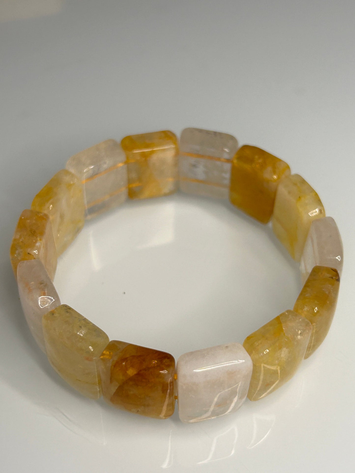 17MM Square Soft Bangle, Golden Healer Bracelet | Golden Healer Quartz crystal point beaded gemstone bracelet | Gift for Her, Gift for MOM