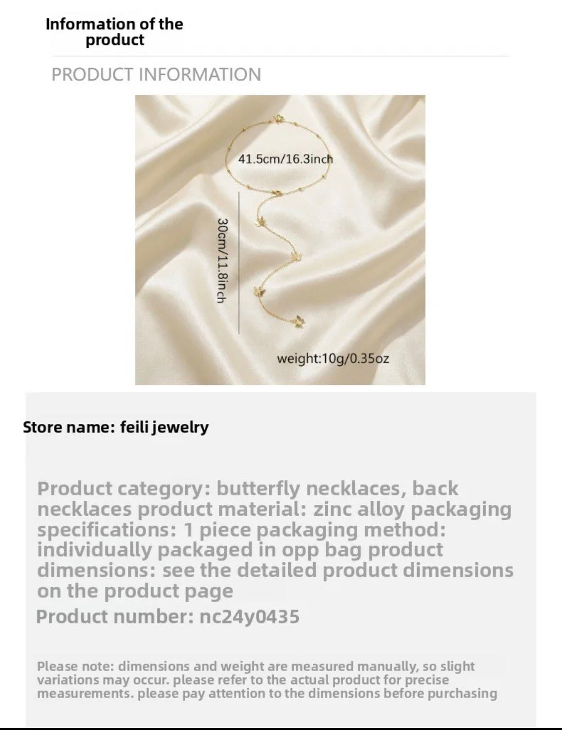 Gold Butterfly Back Necklace system