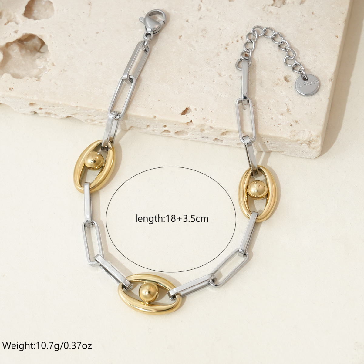 Gold Mariner Link & Paperclip Chain Bracelet