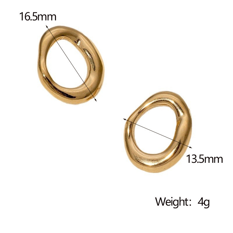 Organic Oval Hoop Stud Earrings