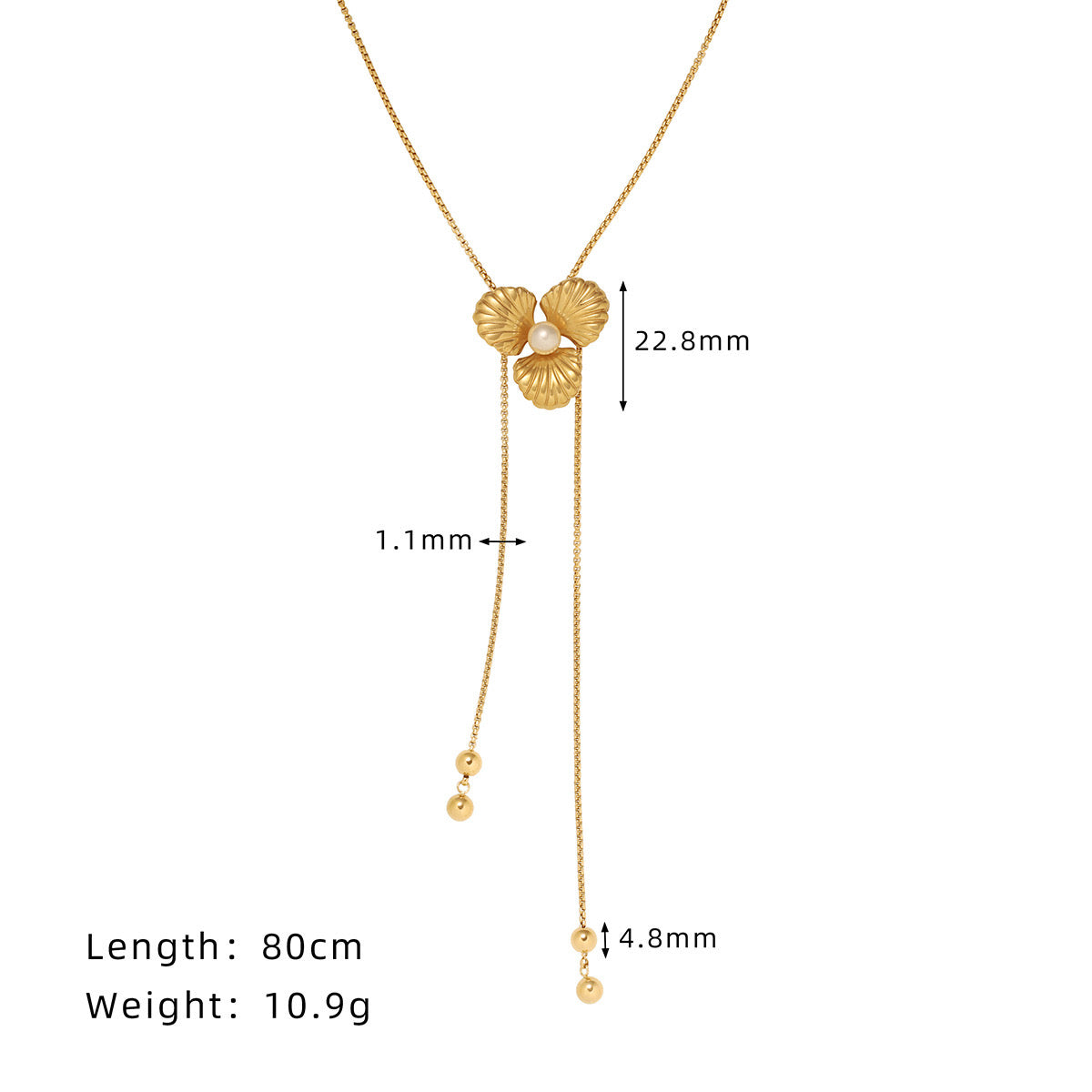 Pearl Flower Bolo Lariat Necklace