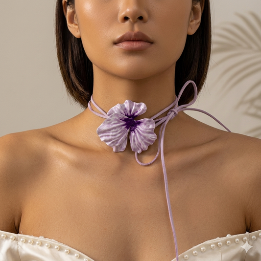 Hibiscus Flower Wrap Choker Necklace