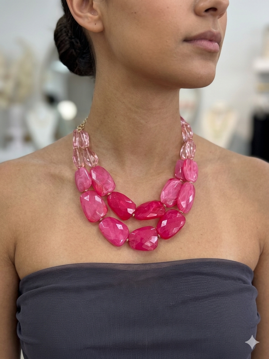 Crystal Clear Double-Layer Acrylic Statement Necklace