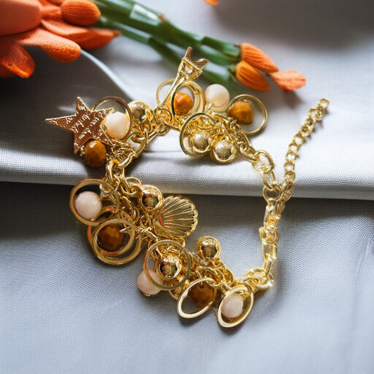 Luxury Gold Tone Ocean Charm Bracelet