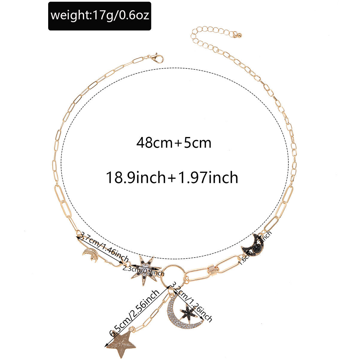Celestial Moon & Star Charm Necklace