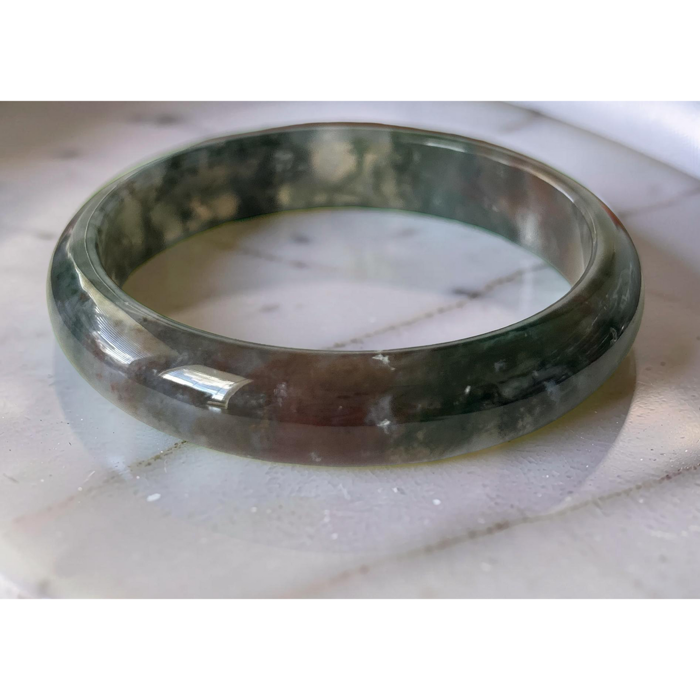 AAA Moss Agate Bangle – Natural Translucent Stone