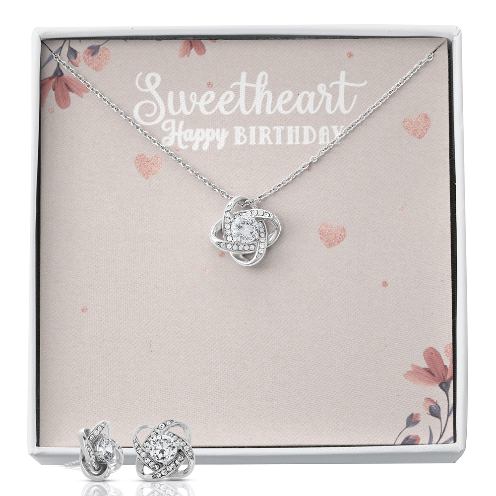 Romantic Jewelry Gift Set – Love Knot Earrings & Necklace for Her