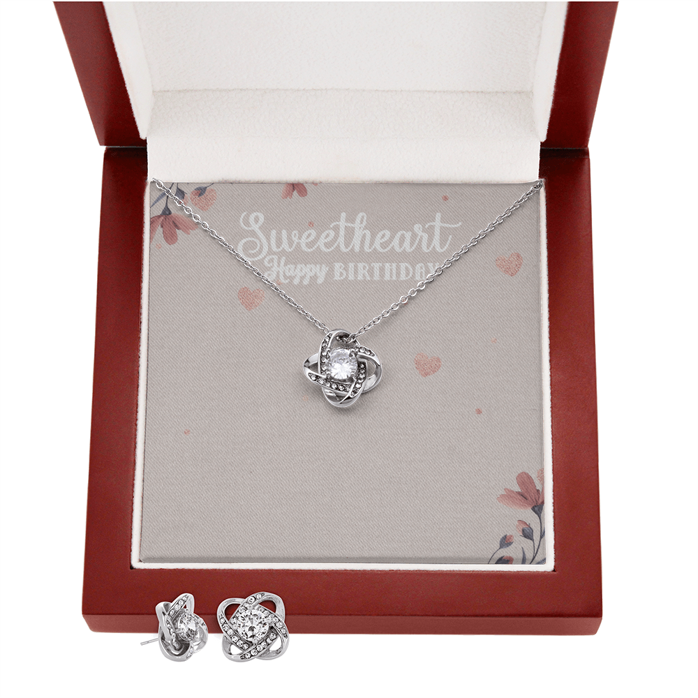 Romantic Jewelry Gift Set – Love Knot Earrings & Necklace for Her
