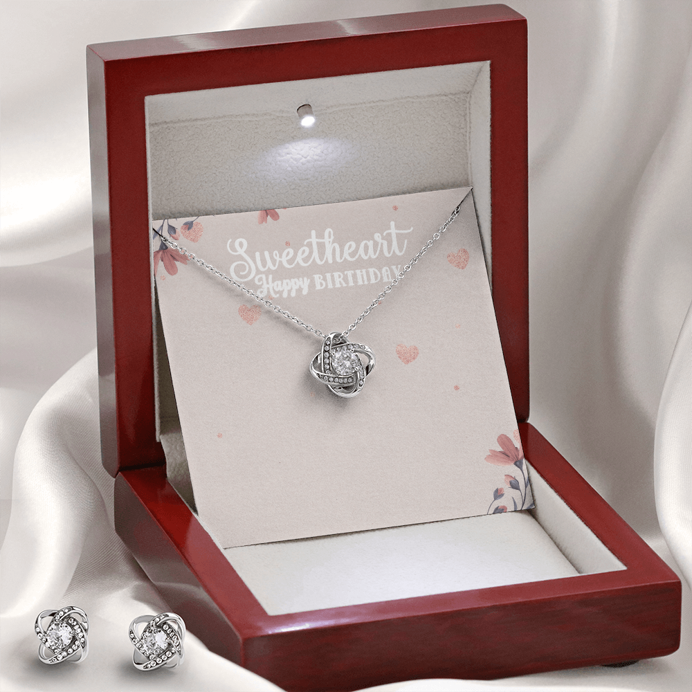 Romantic Jewelry Gift Set – Love Knot Earrings & Necklace for Her