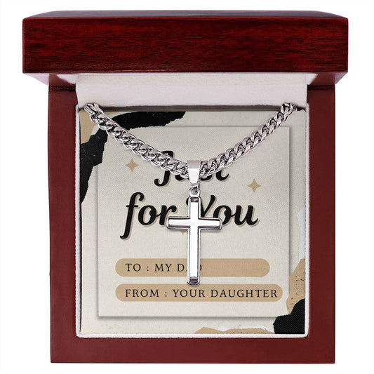 Cuban Link Chain with Artisan Cross & Personalized Card