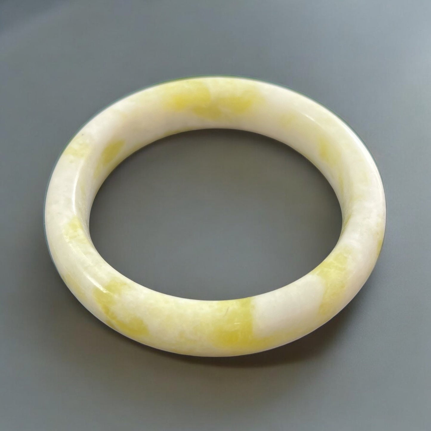 Natural Cauliflower Jade Bangle - Large Wrist Crystal Healing Bracelet