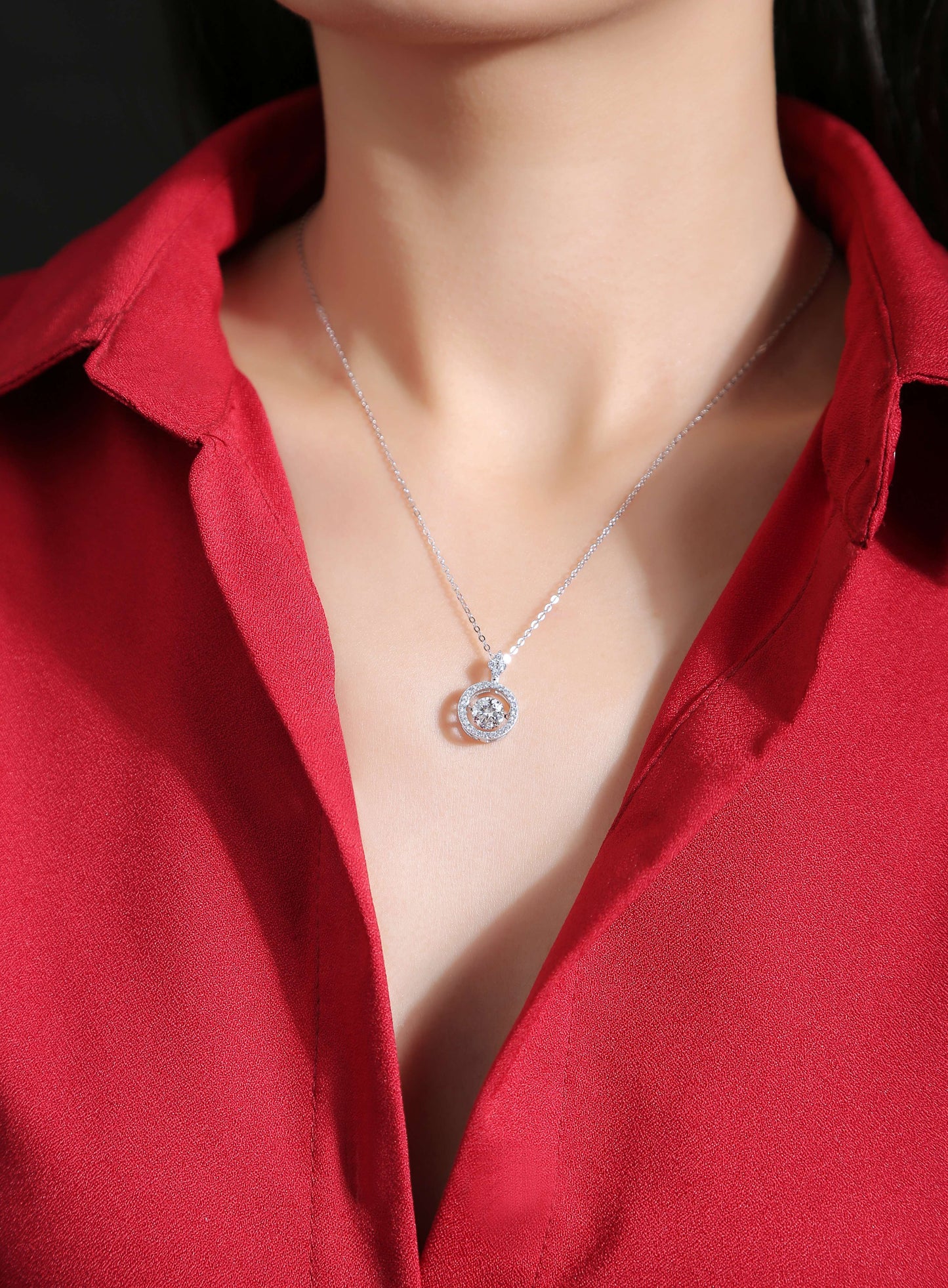 Trendy Jewelry Necklace Pendant Set With 1-carat Moissanite S925 Sterling Silver And Platinum Plating