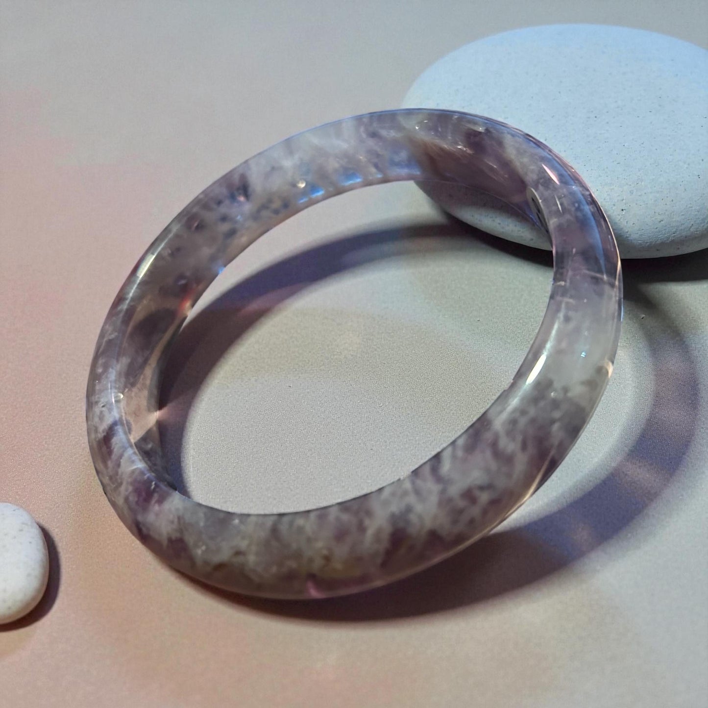 62mm Lepidolite Bangle: Calming Crystal Healing Bracelet