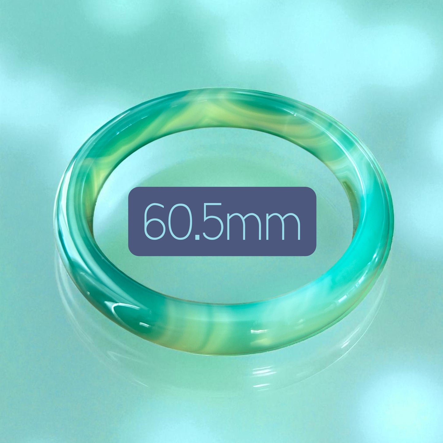 Translucent Green Agate Bangle 14.6 mm Thick, Natural Look
