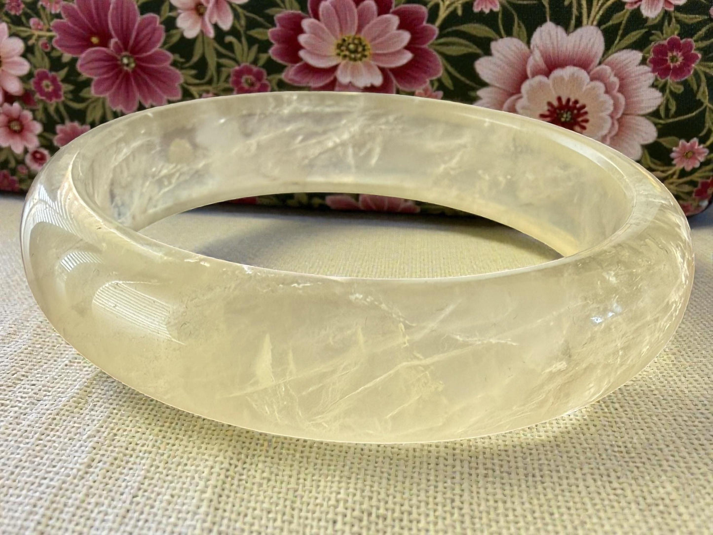 Golden Healer Quartz Bangle Bracelet 62.8mm Natural Milky Crystal