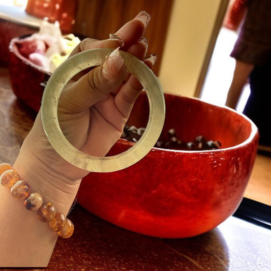 Golden Healer Quartz Bangle Bracelet 62.8mm Natural Milky Crystal