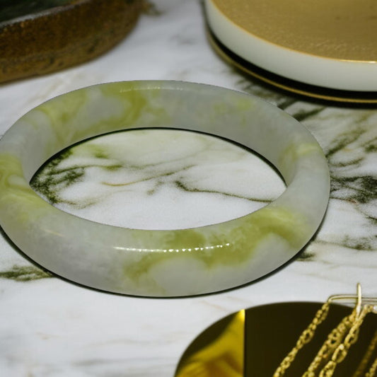 Cauliflower Jade Bangle Bracelet, Nephrite Jade