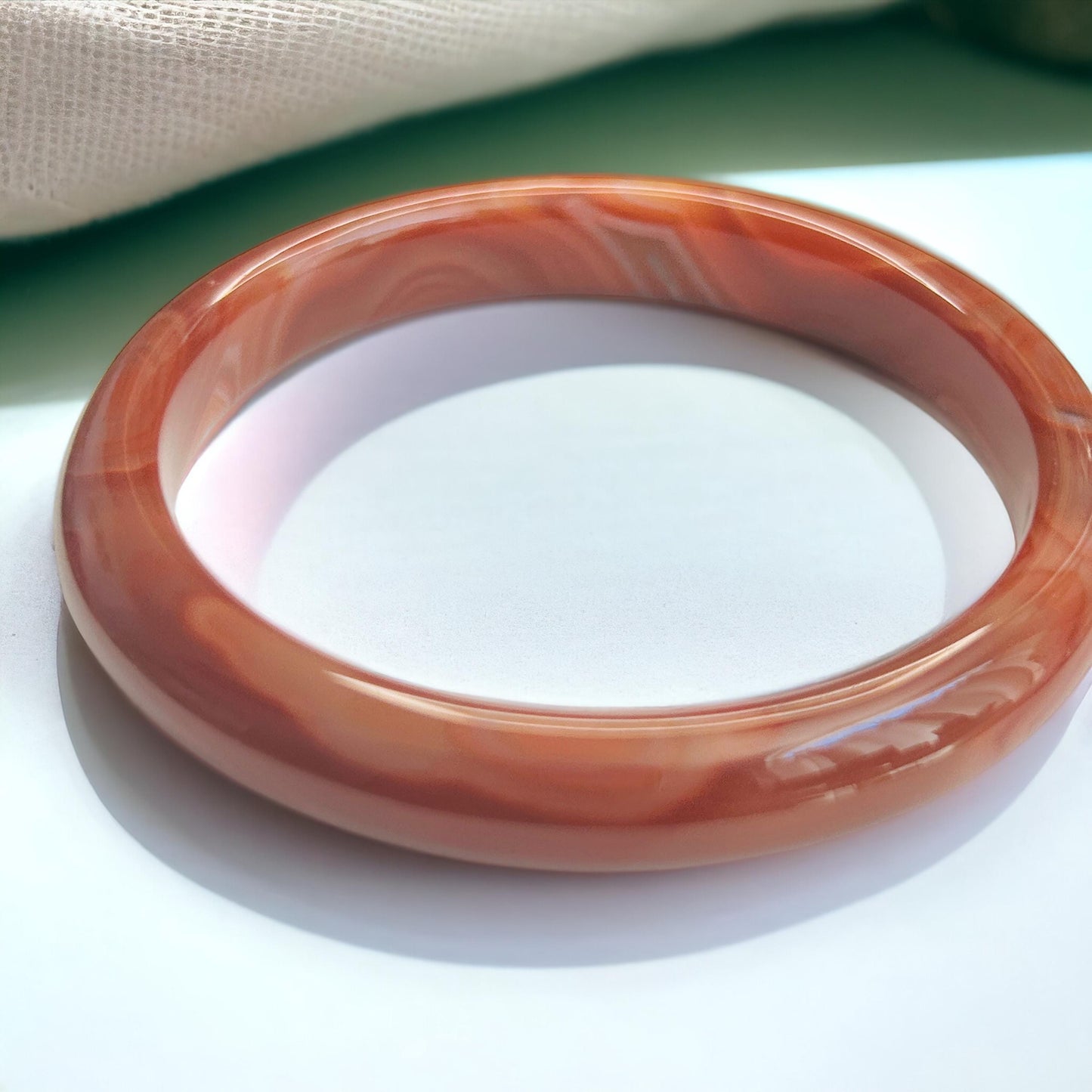 Natural Red Banded Agate Bangle - Handcrafted Crystal Healing Bracelet