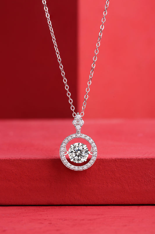 Trendy Jewelry Necklace Pendant Set With 1-carat Moissanite S925 Sterling Silver And Platinum Plating