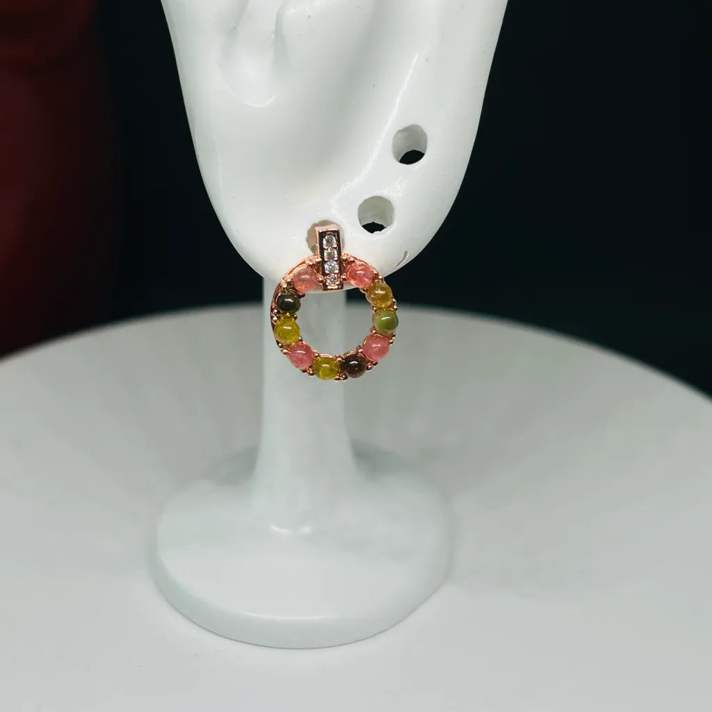 Rainbow Tourmaline Circle Earrings – Joyful Energy in Every Sparkle