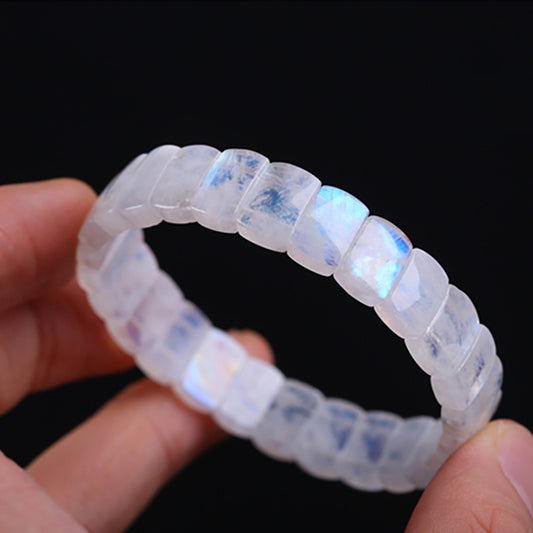 Blue Moonstone Bracelet, Moonstone Soft Bangle