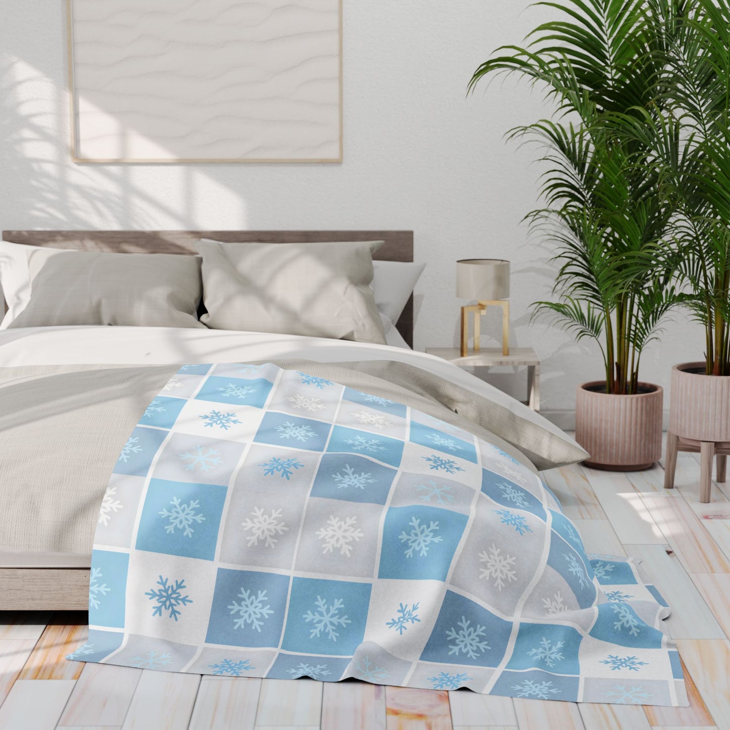 Cozy Winter Fleece Blanket - Snowflake Pattern, Perfect for Cold Nights, Home Decor, Gift for Him/Her, Holiday Blanket, Snuggle Up!