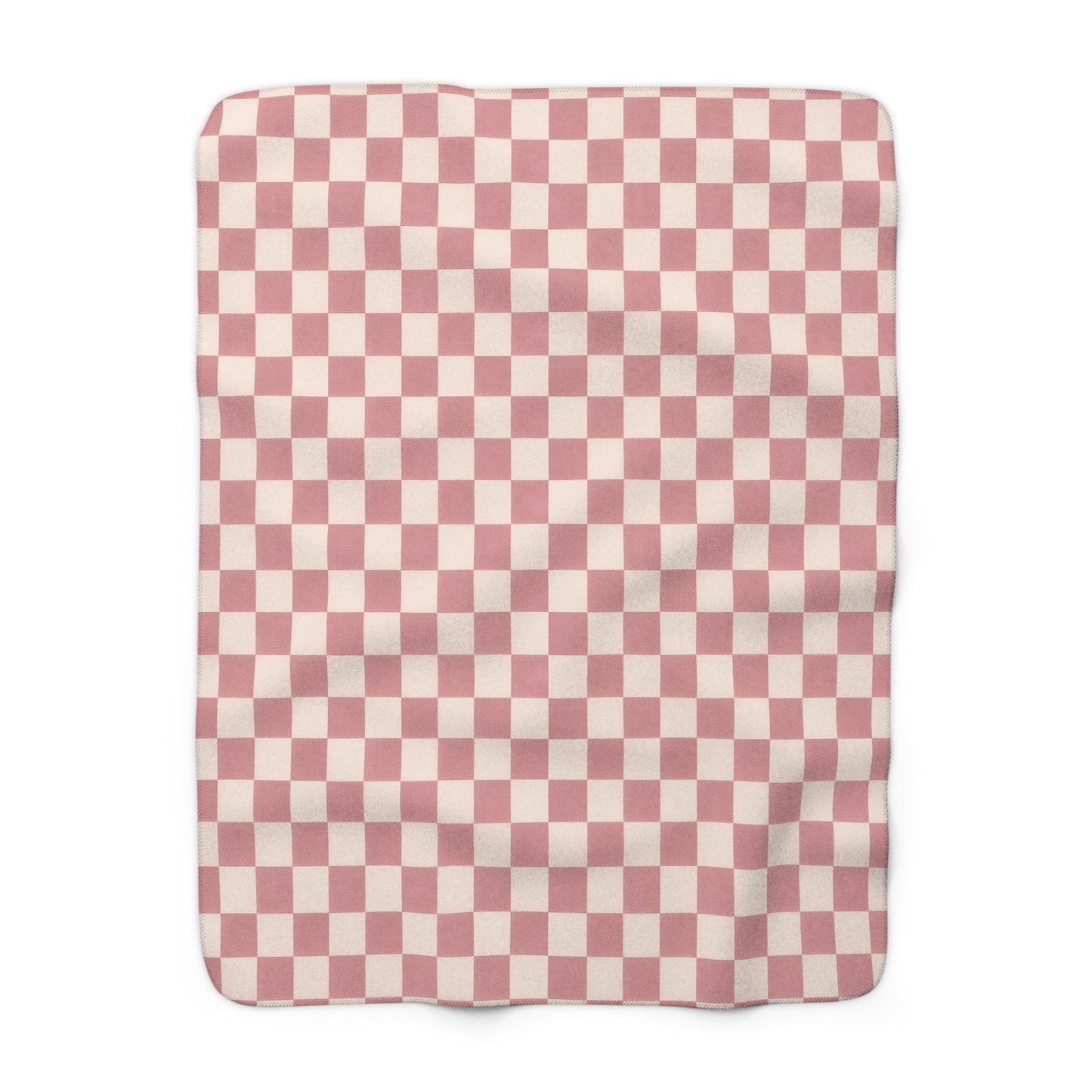 Dusty Pink Checkerboard Sherpa Throw – Cozy Coquette & Danish Pastel Aesthetic Blanket