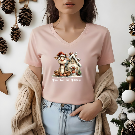 Home for the Holidays - Women's Soft V-Neck Tee