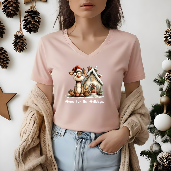 Home for the Holidays - Women's Soft V-Neck Tee