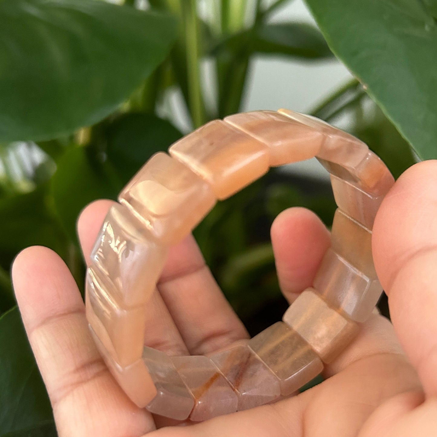Natural Sunstone 11mm Square, Crystal Bangle , gemstone beads, sun stone mala beads, Gift Crystal Bracelet, Self-Empowerment: Sunstone