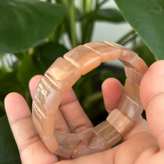 Natural Sunstone 11mm Square, Crystal Bangle , gemstone beads, sun stone mala beads, Gift Crystal Bracelet, Self-Empowerment: Sunstone