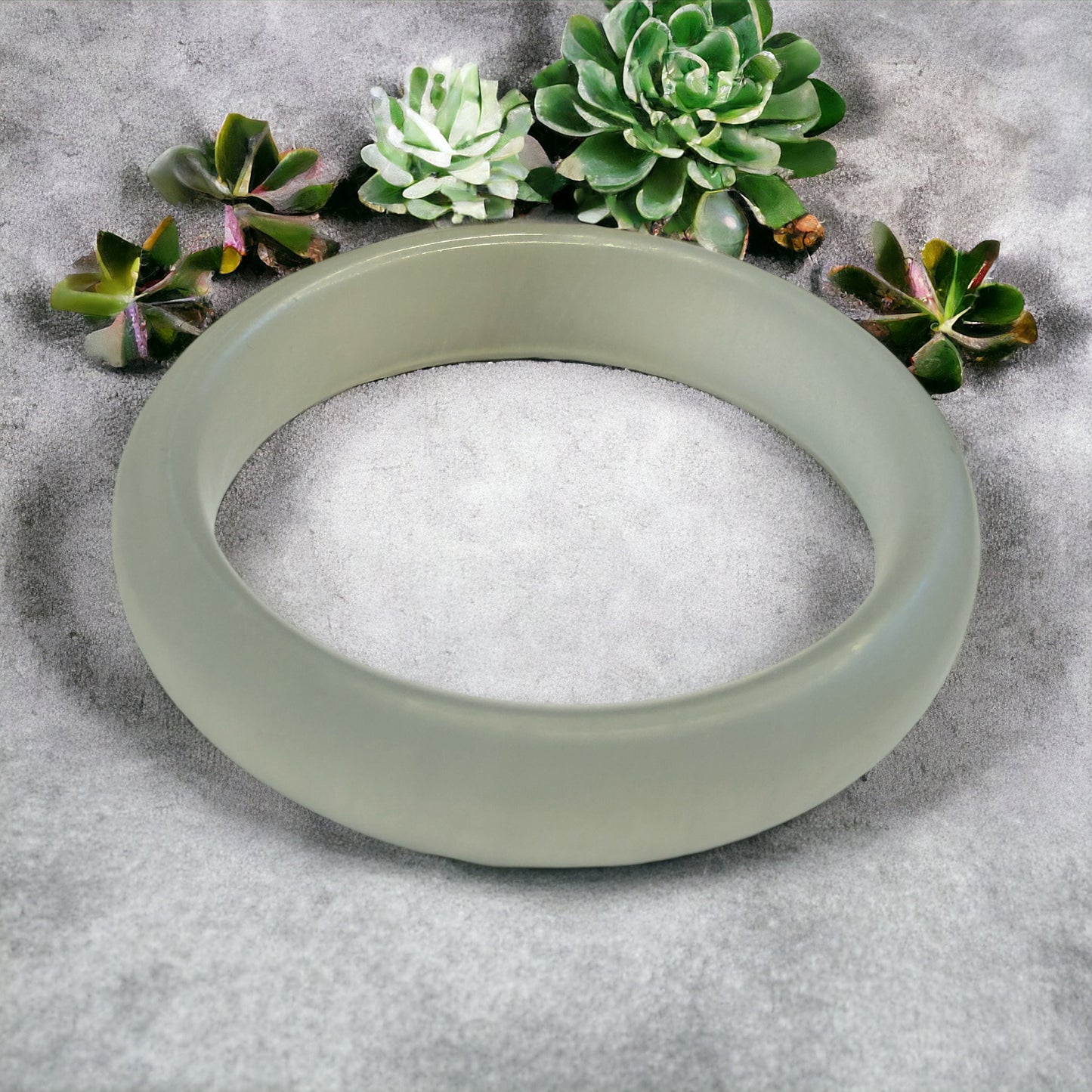 Translucent Natural White Jade Bangle | White Jadeite Jade | Vintage Bangle Bracelet 61.8MM or 7.5" Medium to Large Wrist | Crystal Bangle