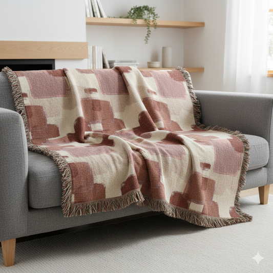 Cozy Modern Woven Throw Blanket | Artisan Cotton & Abstract Pattern