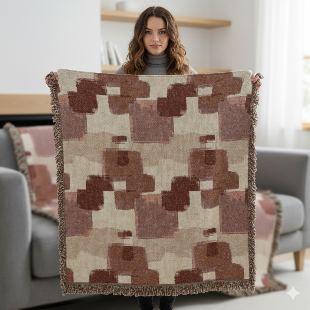Cozy Modern Woven Throw Blanket | Artisan Cotton & Abstract Pattern