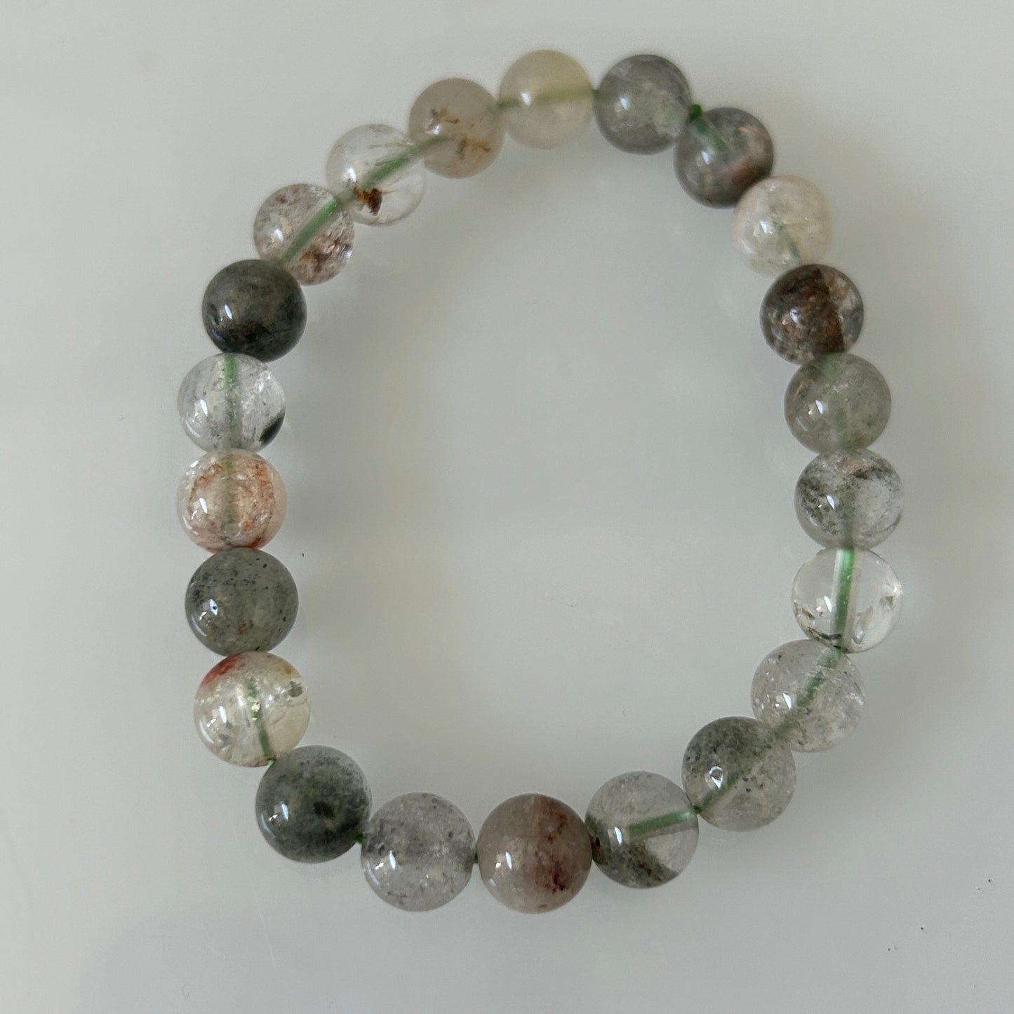 8mm Genuine Natural Garden Phantom Quartz Beads Bracelet, four seasons, healing bracelet, Gift for her, gift for him, Real Garden Quartz