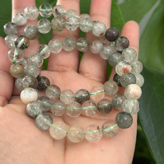 8mm Genuine Natural Garden Phantom Quartz Beads Bracelet, four seasons, healing bracelet, Gift for her, gift for him, Real Garden Quartz